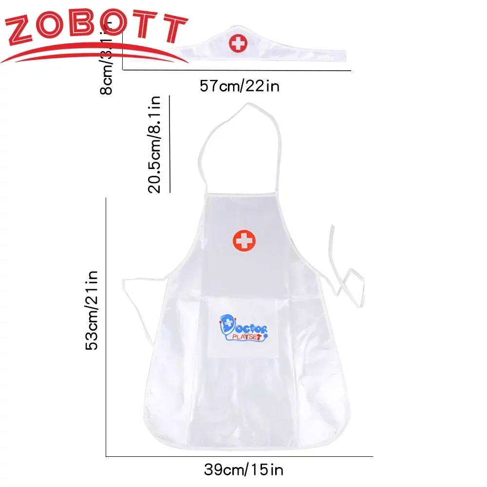 Doctor Nurse Cosplay Uniform and Hat for Girl Boy White Apron Pretend Play Toy Kindergarten Family Costumes Educational Toys