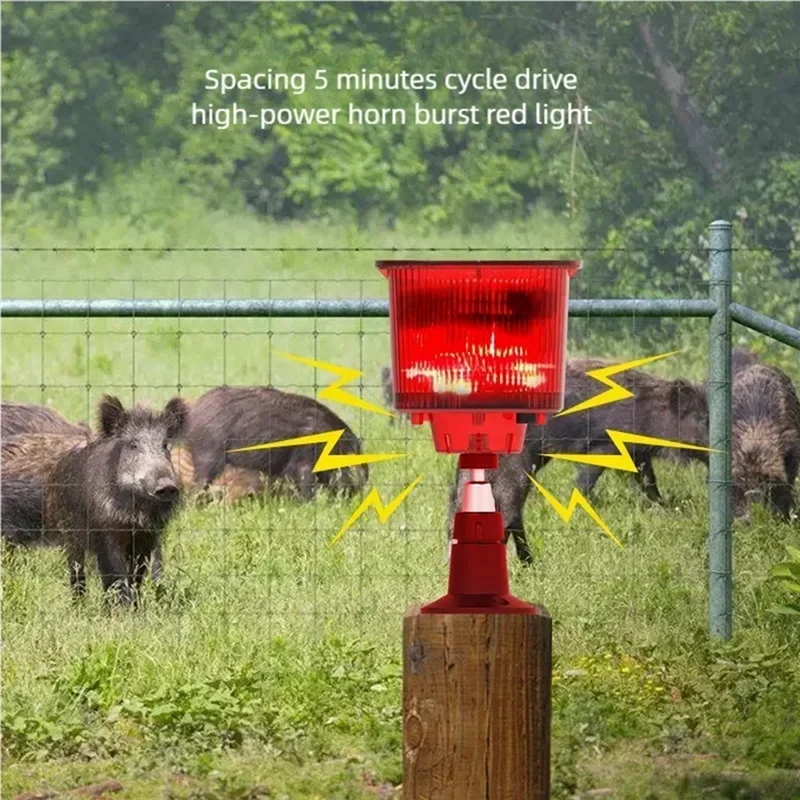Allarme ad energia solare Luce Uccello Animale Repllent Sensore di movimento Rivelatore Sirena Stroboscopica per la casa Frutteto Farm-A74Z