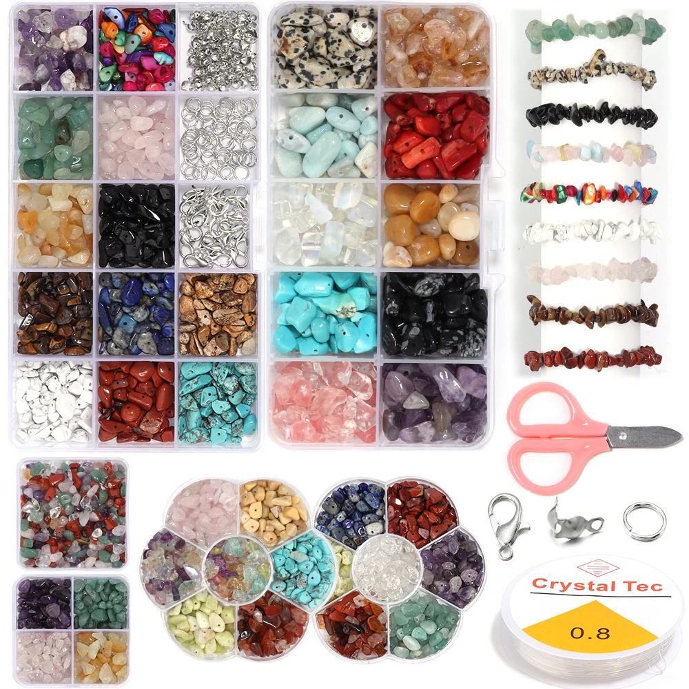 1 Box/Set Farbe Kies Stein Perlen unregelmäßige Jades Kristall lose Spacer Perlen für Schmuck machen DIY Armband Halskette