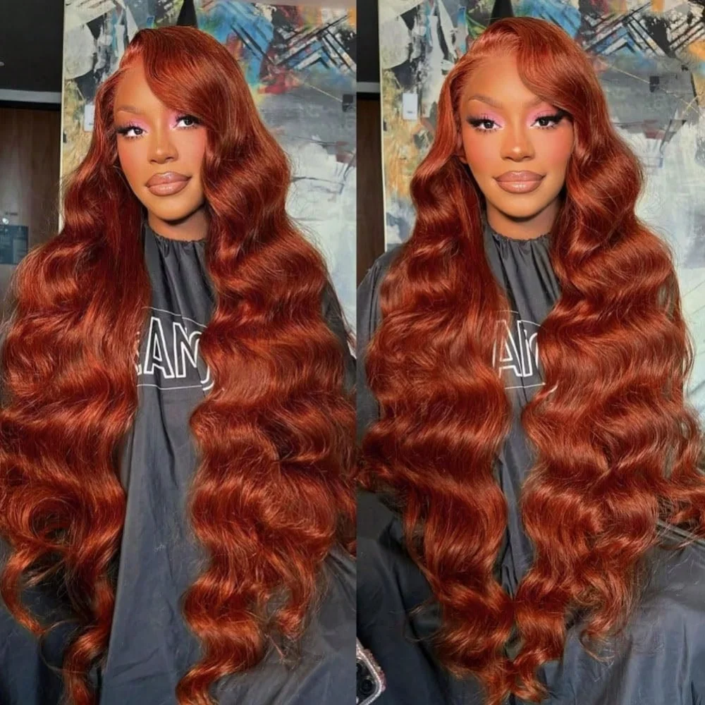 38 40 Inch Reddish Brown Body Wave Lace Human Hair Wigs Pre Plucked 13x6 13x4 Lace Frontal Wig 200％ Density 5x5 4x4 HD Lace Wig