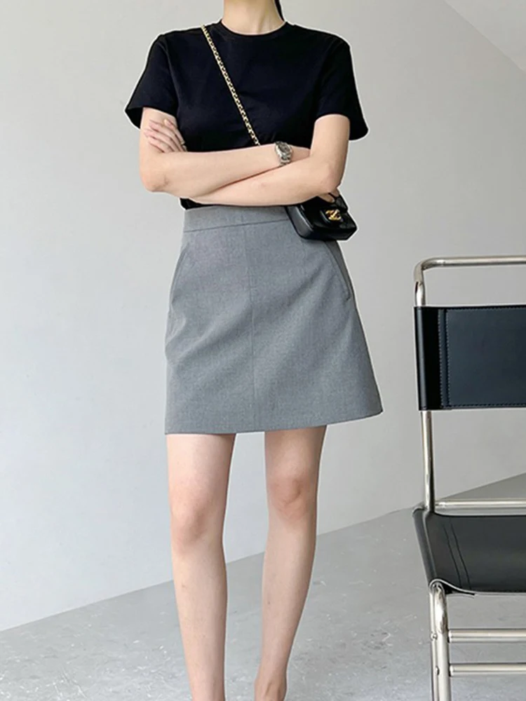 

High Waist A-Line Skirt Women's Casual Anti-Wrinkle Cotton Blend Skort Summer Fashion plus Size Girls' Skirts