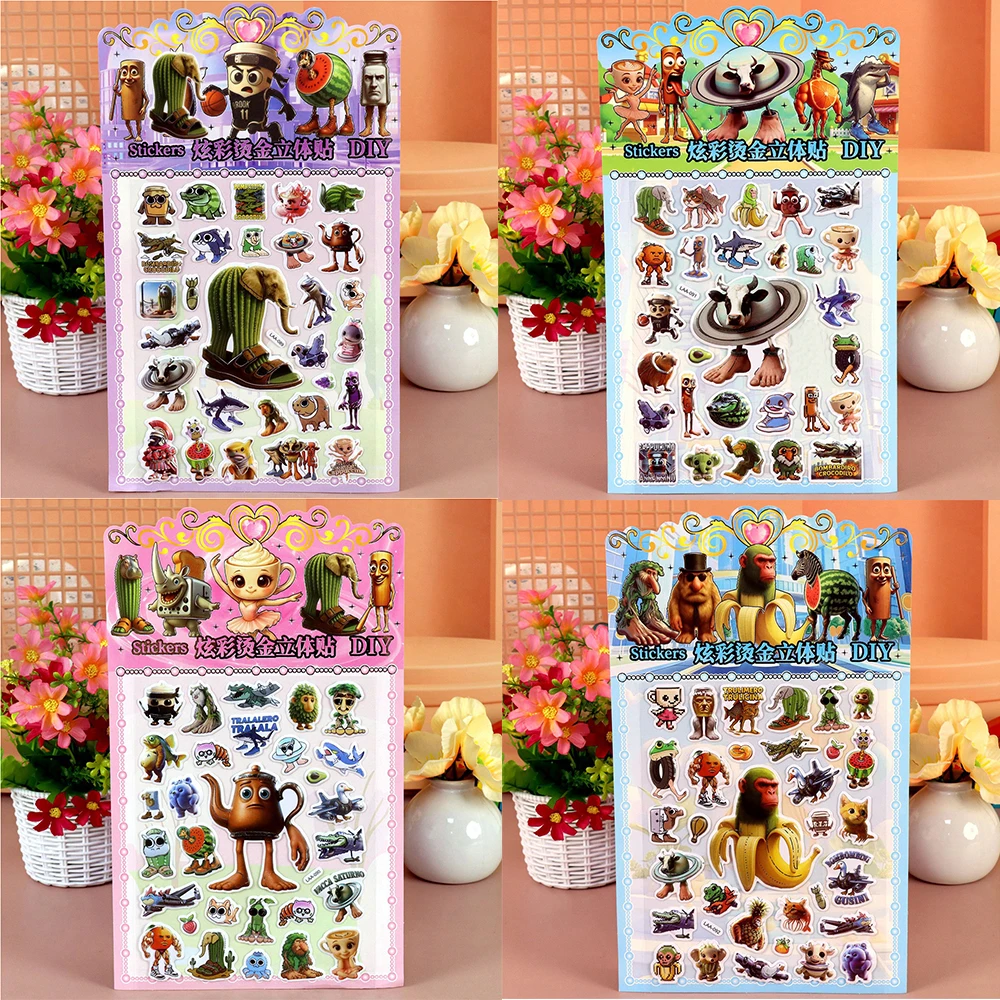 

Italian Brainrot Animals Tung Tung Sahur Bubble Stickers for Motorcycle Phone Suitcase Laptop Funny Abstract Animal Sticker Gift