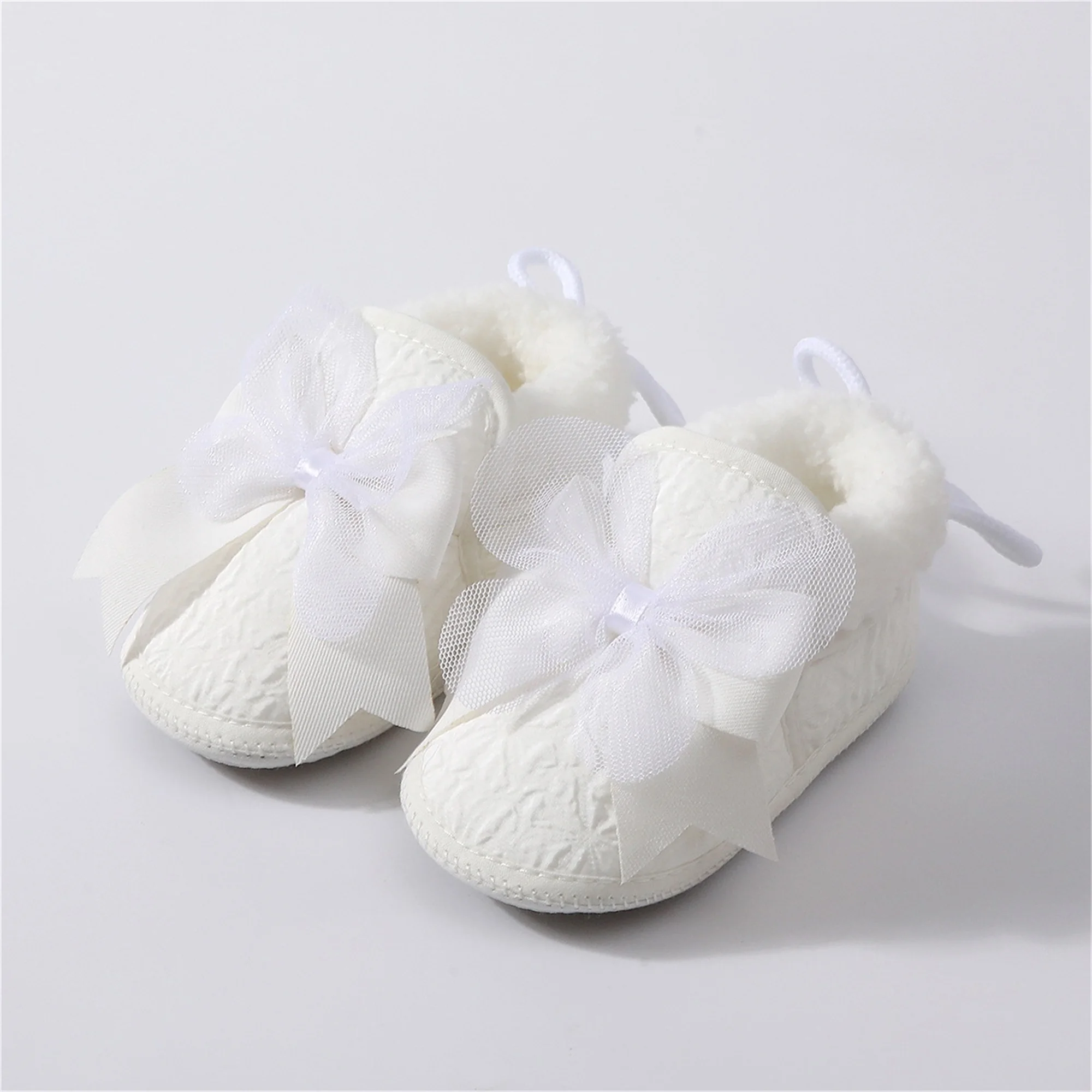 Adorable Toddler Snow Boots with Faux Fur Lining and Anti-Slip Sole Warm Winter Shoes for Baby Girls Bow Tie Up Cozy Infant