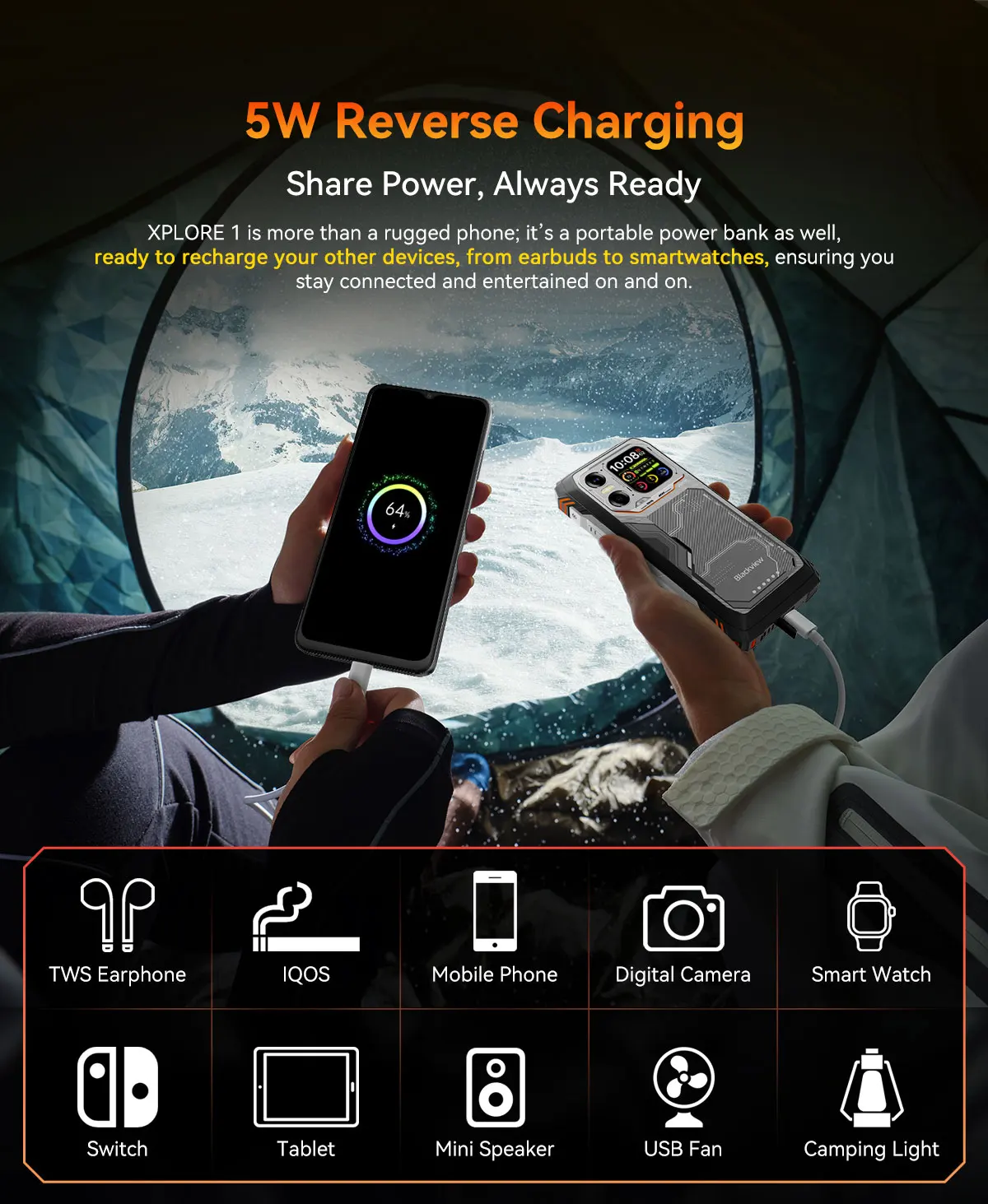Blackview XPLORE 1 [Kein EU-Ladegerät] Robustes Smartphone 5G 16 GB + 512 GB / 12 GB + 256 GB Android15 20000 mAh 55 W 6,78 Zoll 2,4 K Mobiltelefon – Detail 23
