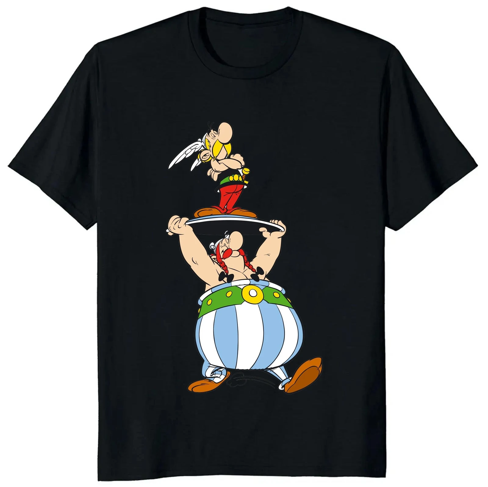 Popeye Asterix and Obelix Printed Cotton Short-sleeved T-shirt Street Wear Kawaii Men\'s and Women\'s Festival Can Be Summer Tops