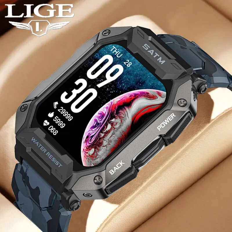 LIGE New Smart Watch For Men Bluetooth Full Touch Screen 5ATM Waterproof Watches Sports Fitness Smartwatch Man Relogio Masculino