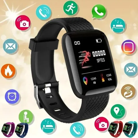 남성 여성을위한 다기능 스마트 시계 어린이 메시지 알림 음악 제어 스포츠 단계 칼로리 D13 Smartwatch 알람 시계 116Plus