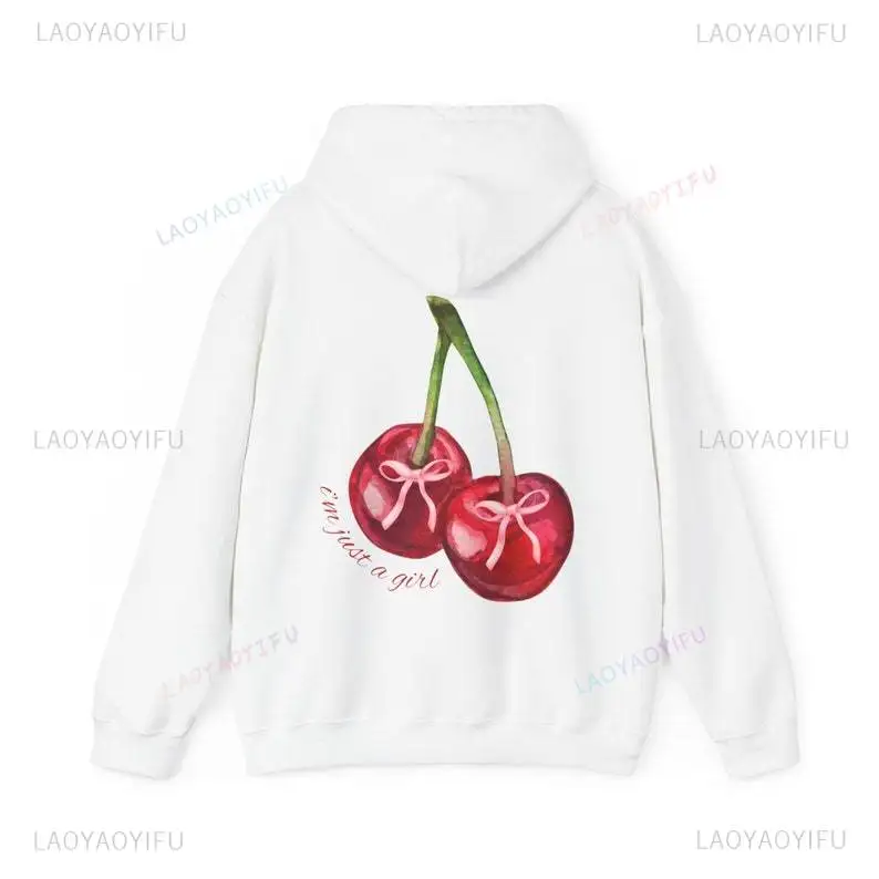 Coquette Cherry Woman Hoodie Words on Back Bow Hoody Trendy Ribbon Hoodie Trending Tumblr Hooded Graphic Hoodie Pink Ribbon