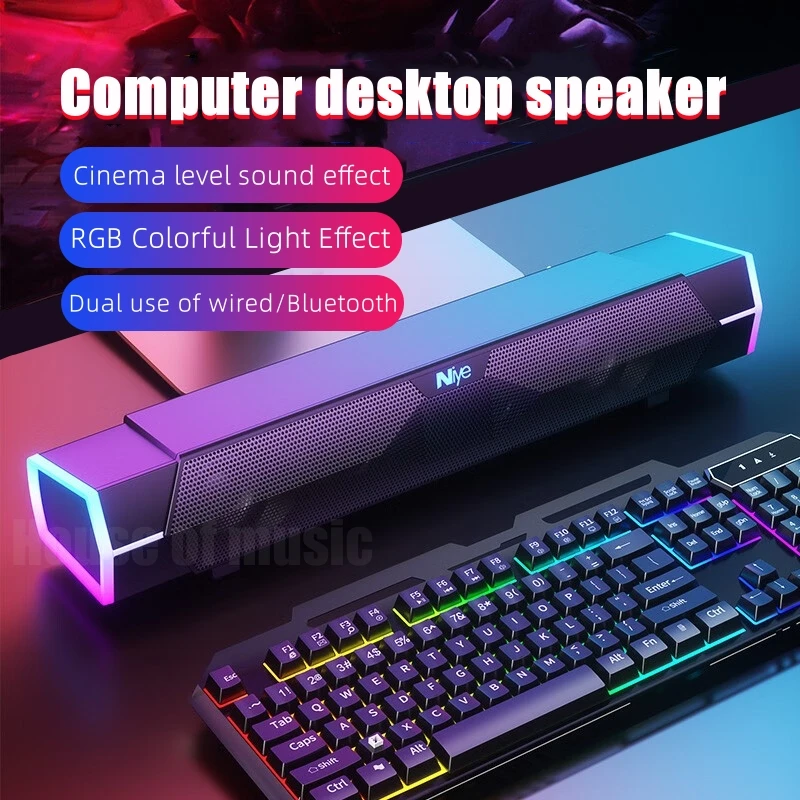 

Hot Sale High-quality USB Wired Computer Game Speaker with RGB Lighting Mode Wireless Bluetooth Connect Play 4D Stereo Sound Bar