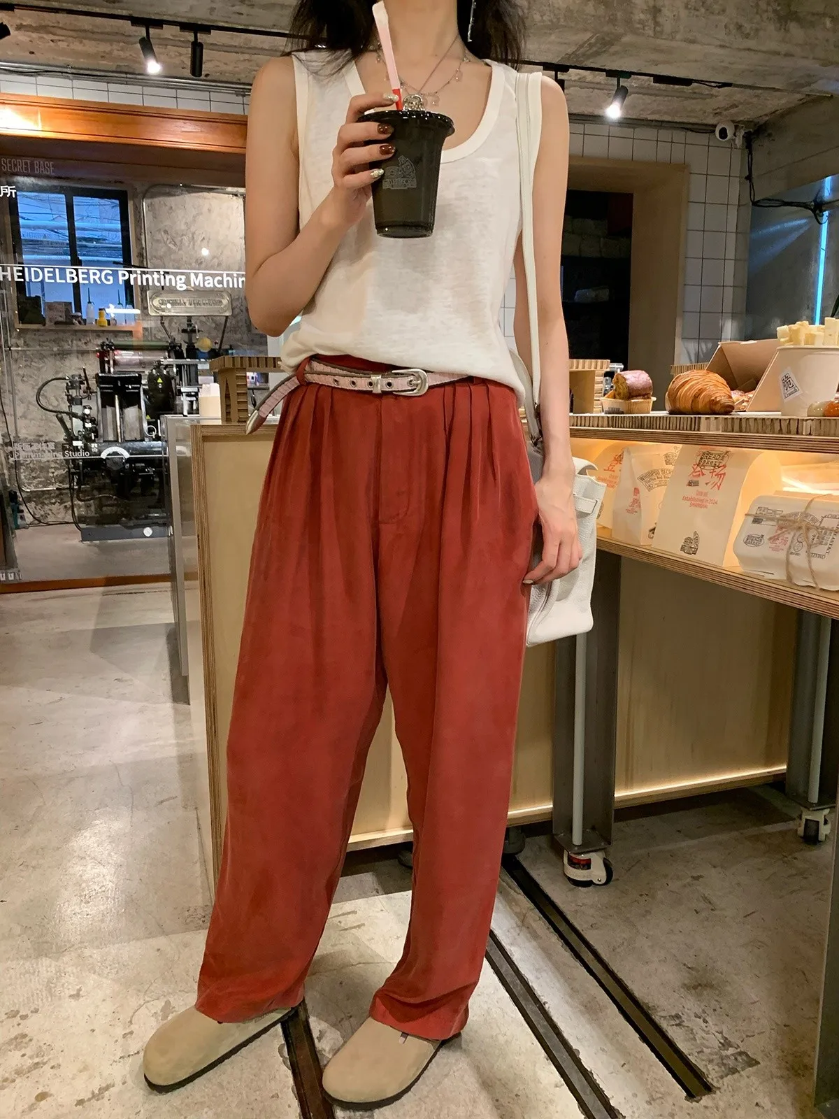 

Брюки Vcruan Aige G из медно-аммиачного шелка цвета хаки, повседневные, осенние, 2024, новые, широкие, с молнией на талии