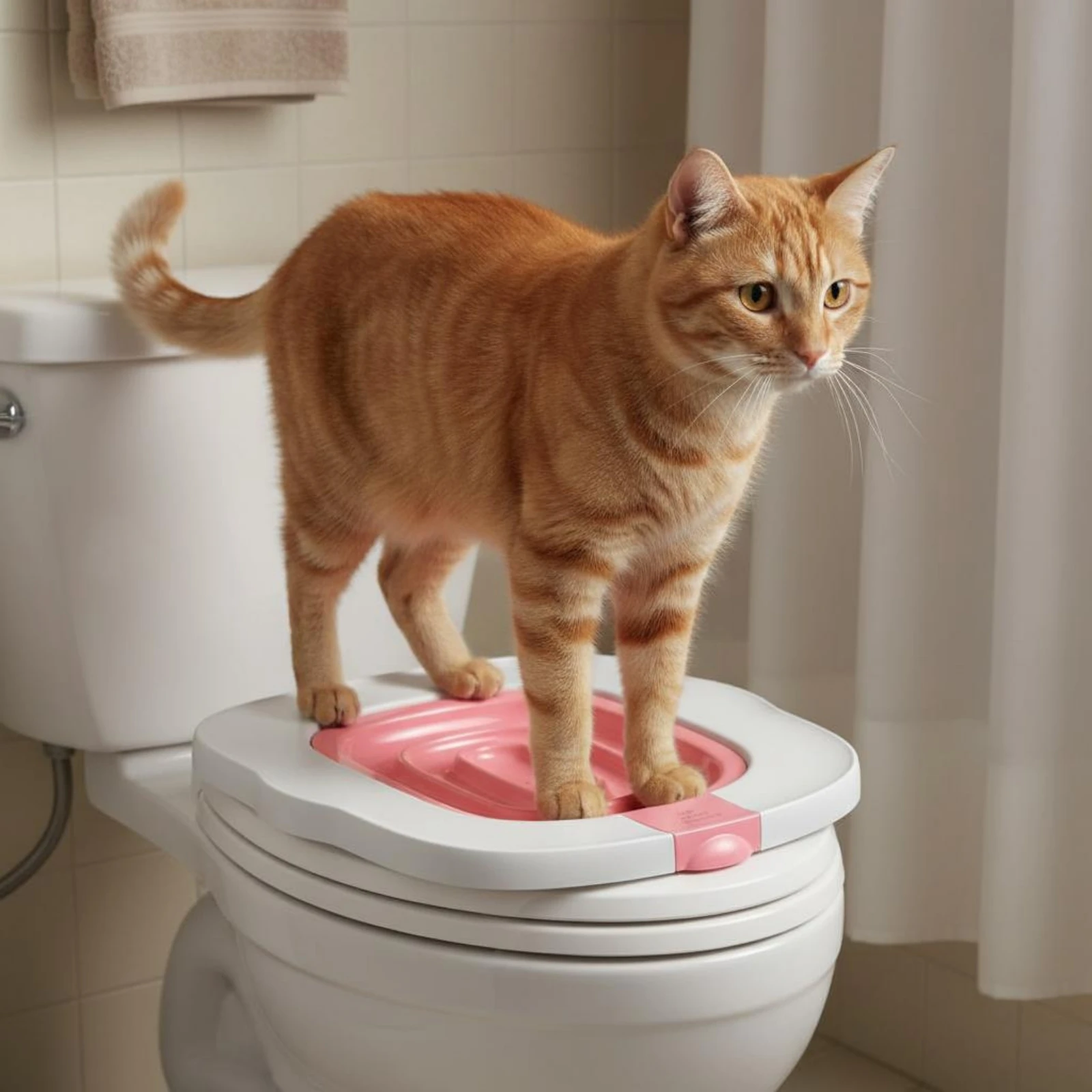 

White Feline Toilet Guide Integrated Front Tab Square Feline Toilet Guide
