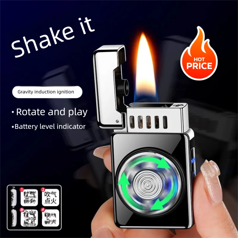 Battery display, multiple ignition methods, rotating, playing, decompression, intelligent voice control, exquisite lighter