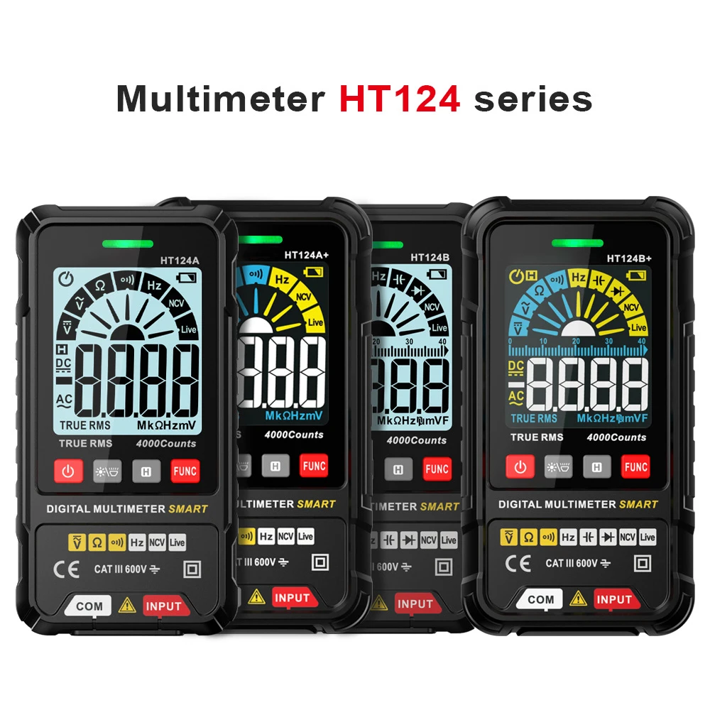 Multímetro Digital Recarregável, Display LCD Colorido, 4000 Contagens Alcance Automático, Ohmmeter Cap, Ohm Hz, Testador de Tensão de Diodo Automático, Novo, 2023