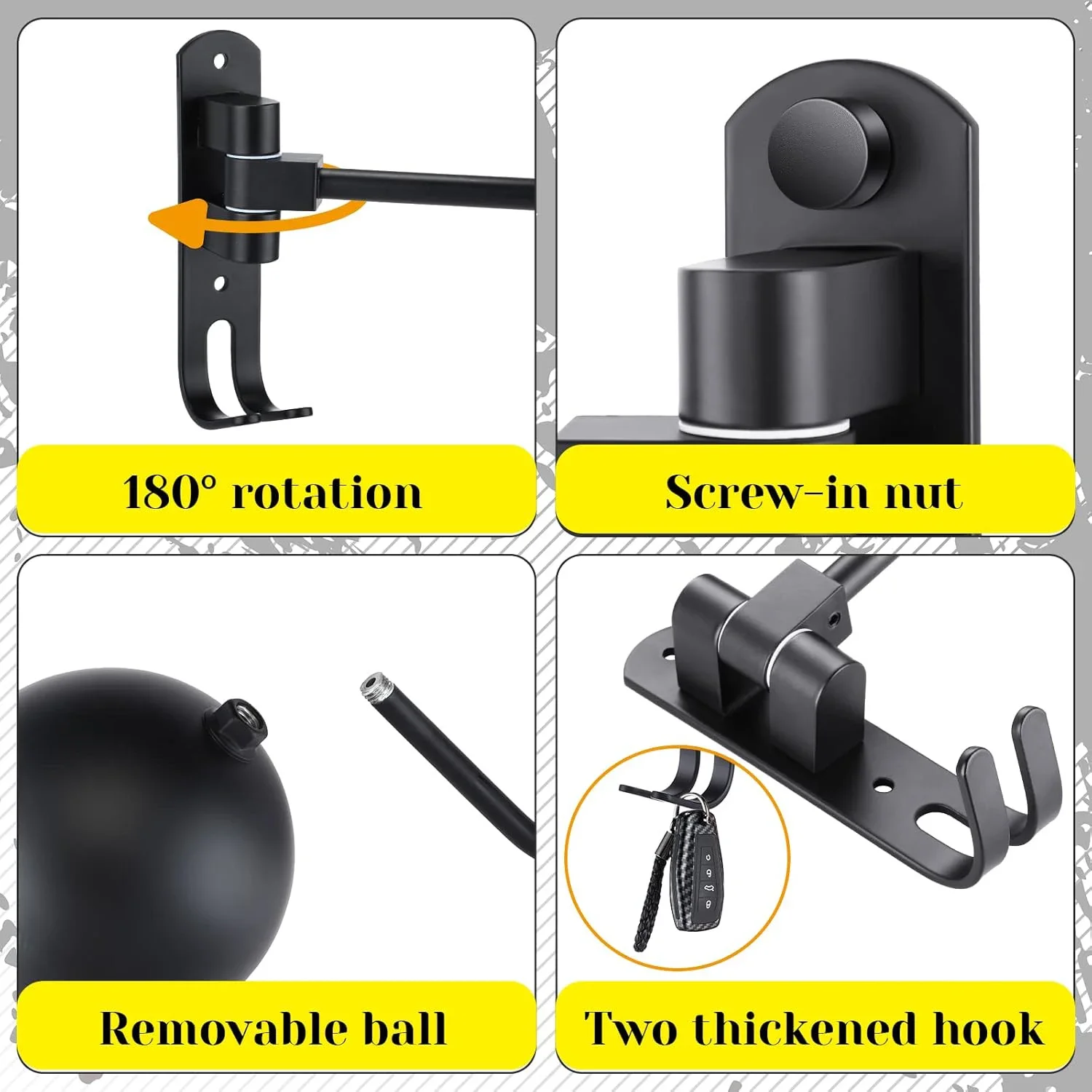 Motorcycle Helmet Rack Wall Mount Helmet Holder 180° Rotation Helmet Hanger With Hooks For Coats Caps Bike Baseball Rugby Helmet