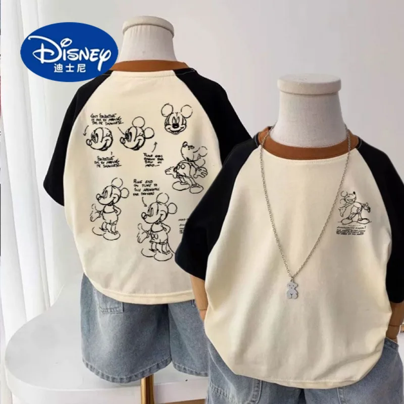 

Disney Kids Cotton T-Shirt for Summer | Cartoon Print Short Sleeve Tee for Boys & Girls, Soft Breathable Top