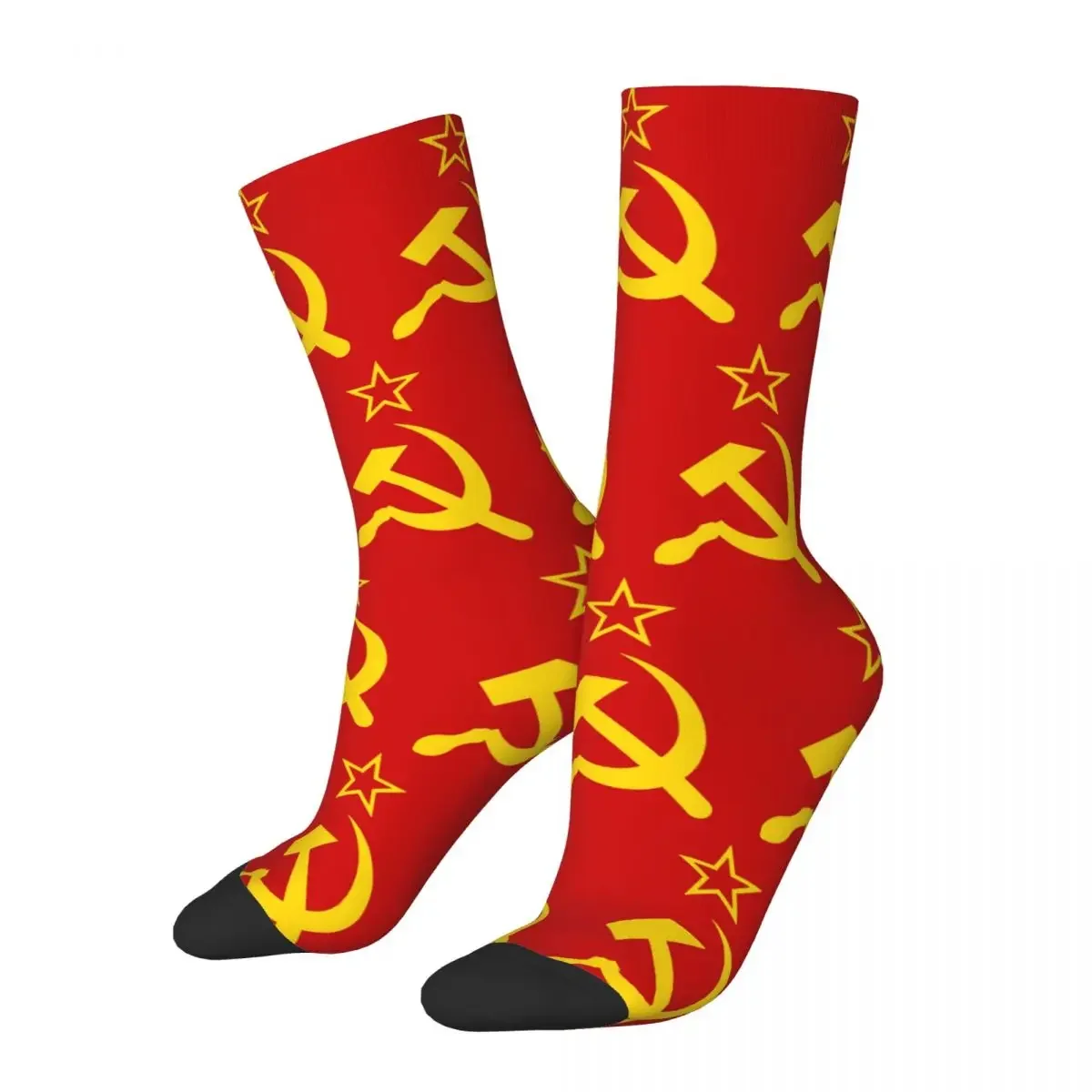 Meias com bandeira soviética para mulheres, CCCP Retro, Harajuku, meias super macias para todas as temporadas, acessórios longos, Foice e martelo