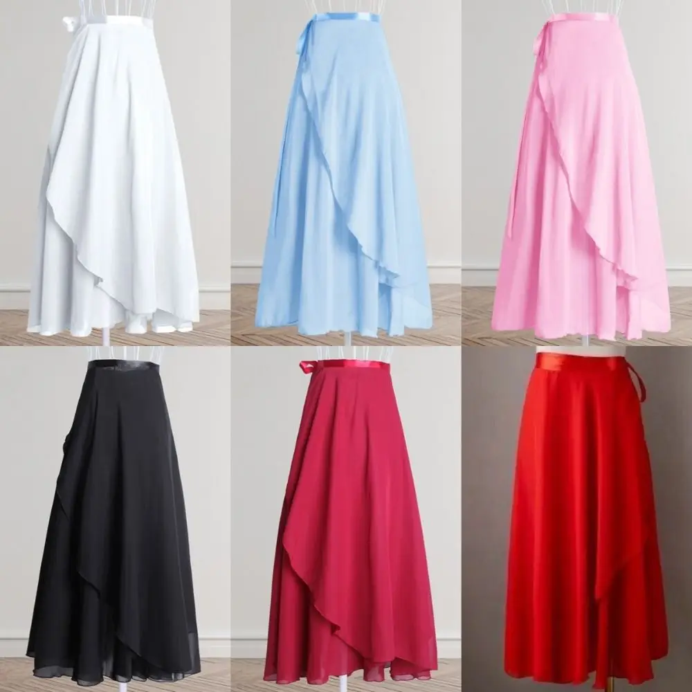 Long Tie Up Ballet Skirt Dance Dress Wrap Scarf Fairy Ballet Tutu Skirt Dance Accessories Pure Color Long Chiffon Dance Skirt