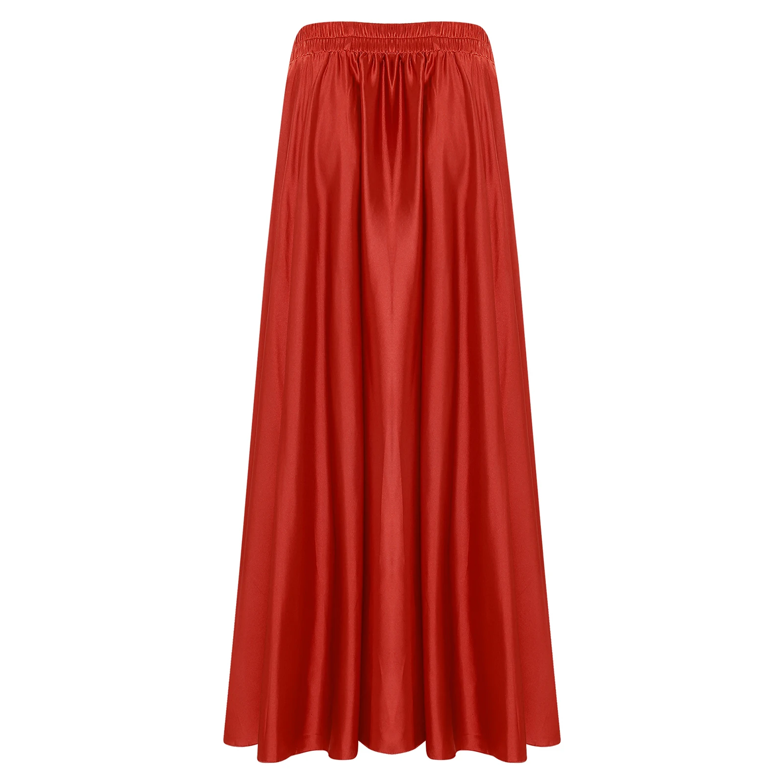 Women Modern Lyrical Dance Spanish Paso Doble Performance Costume Side Slit Satin Swing Maxi Skirt for Flamenco Ballroom Bomba