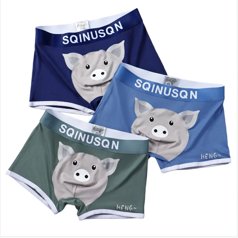 plus Size Men's Pig Print Boxer Shorts M-4XL Soft Breathable Comfortable Underwear Trendy Animal Design for Daily Wear