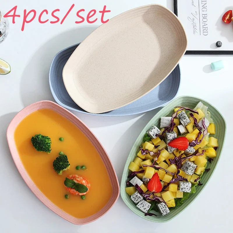 4Pcs/set 12inch Breakfast Plate Dish Coffee Tea Tray Irregular Fruit Bread Food Dessert Dinner Plate Tableware Set