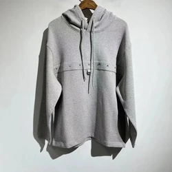 24AW Simple Gray Couple's Loose Sweatshirt Mens Clothing New in Hoodies & Sweatshirts Hoodie Men Y2k Clothes