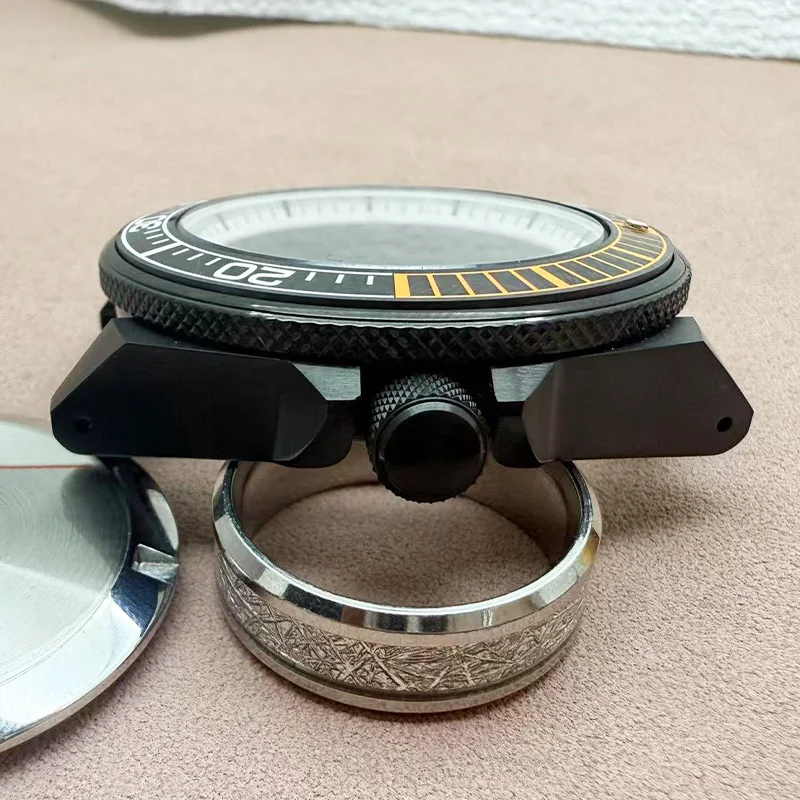 Cassa per orologio da 43,8 mm lunetta in ceramica vetro zaffiro per NH35 NH36 4R 7S orologio con movimento cassa samurai modificata Diving10ATM quadrante da 28,5 mm