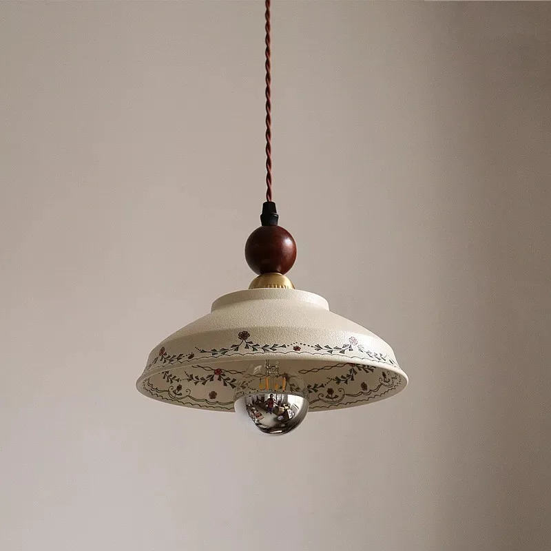 French antique retro glazed hand-painted ceramic chandelier, bedroom bedside restaurant bar entrance aisle decorative lamp