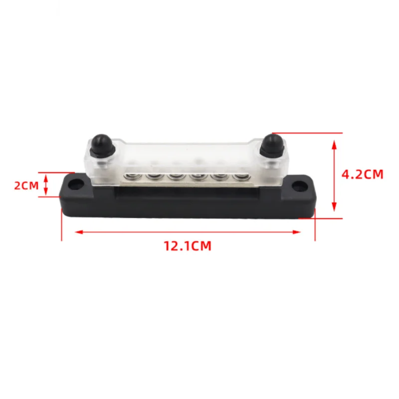 ISURE MARINE RV Yacht 6-Way Junction Line 48V 150A With 6 Yellow Terminal Blocks Straight Single Row With Transparent