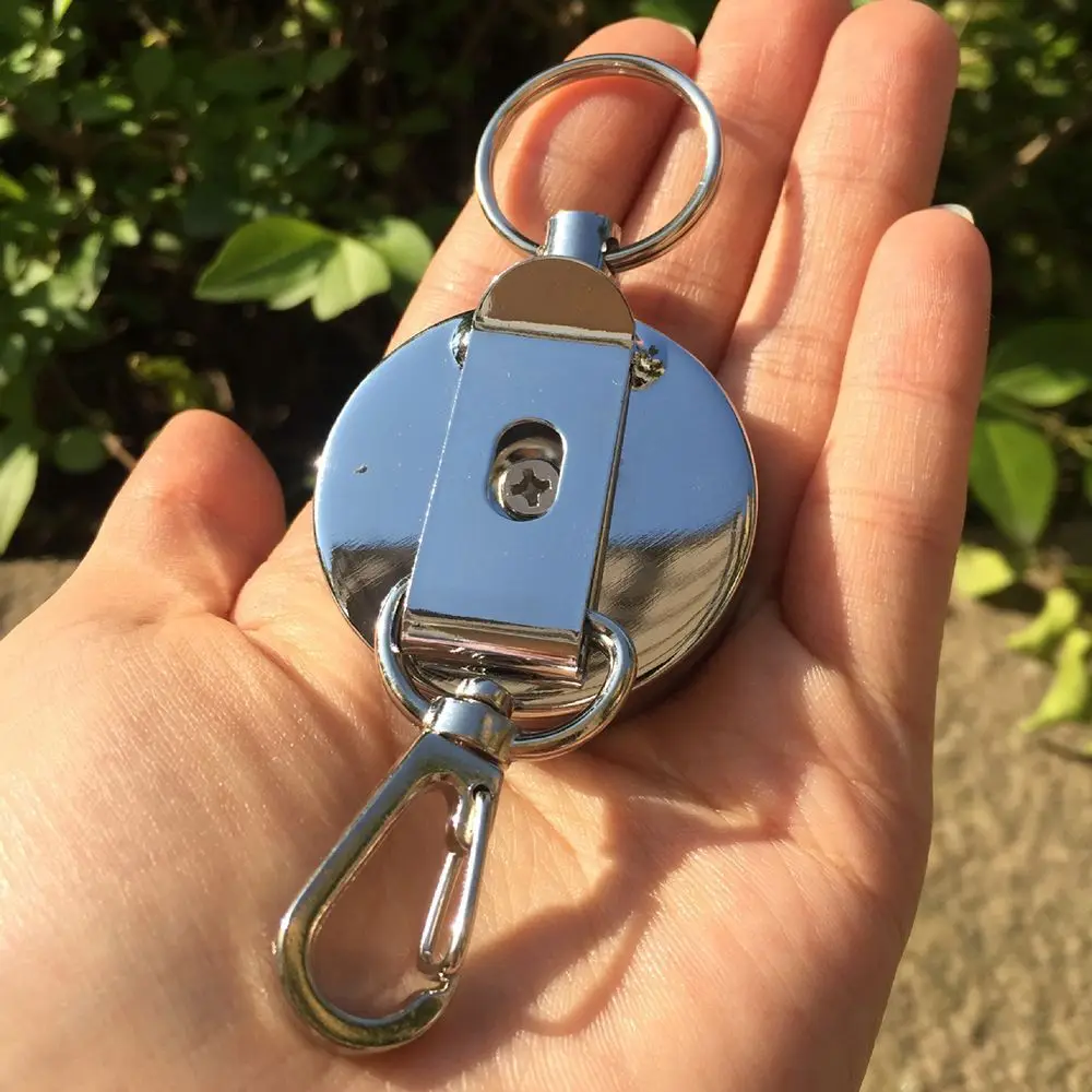 High Resilience Stretching Rope Metal Anti-lost Badge Reel ID Card Holder Burglar Trinket Safety Key Buckle