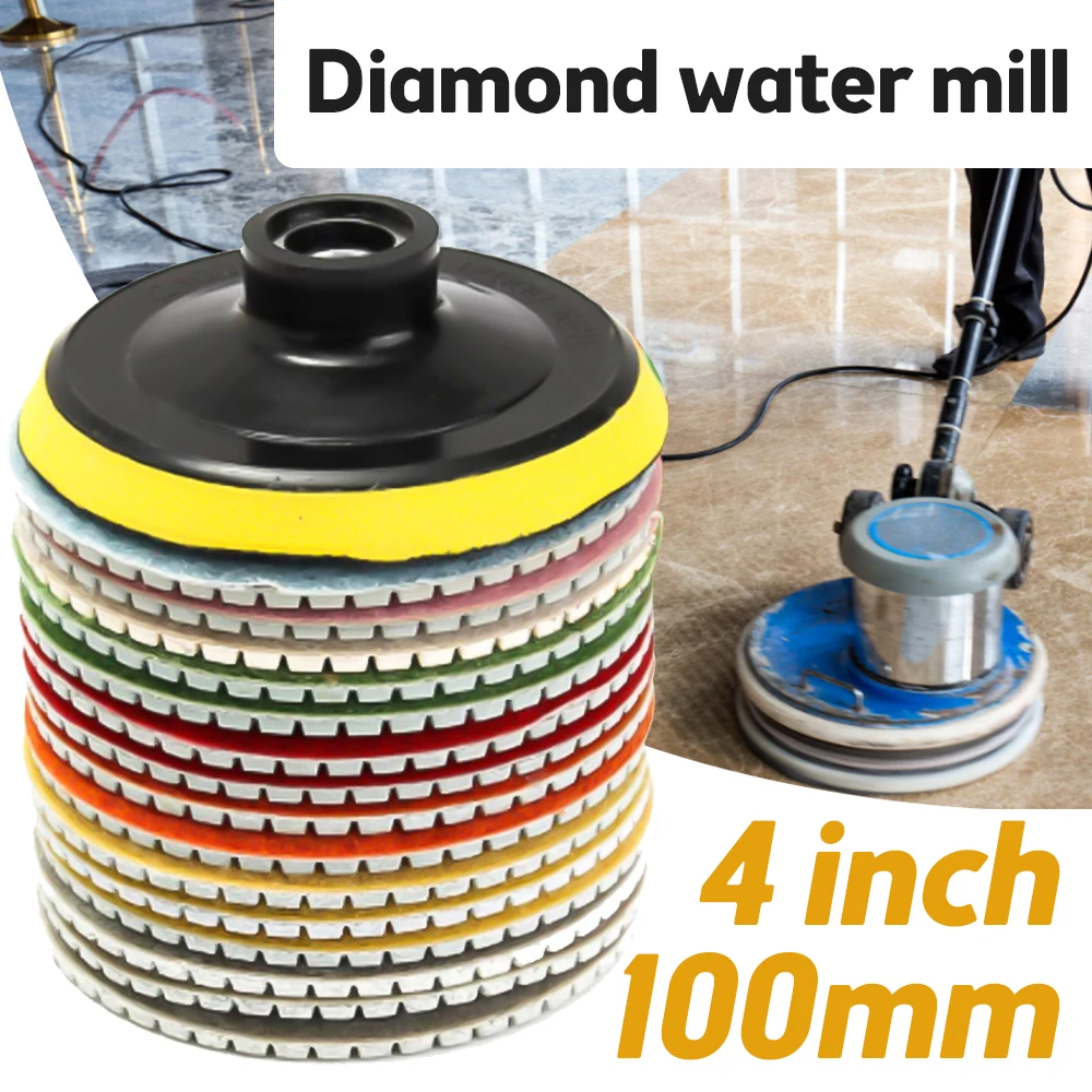 

4 inch Diamond Polishing Pad Set Wet Dry for Granite Concrete Marble Stone Tiles Diamond Polishing Backer Floor Grinder Polisher