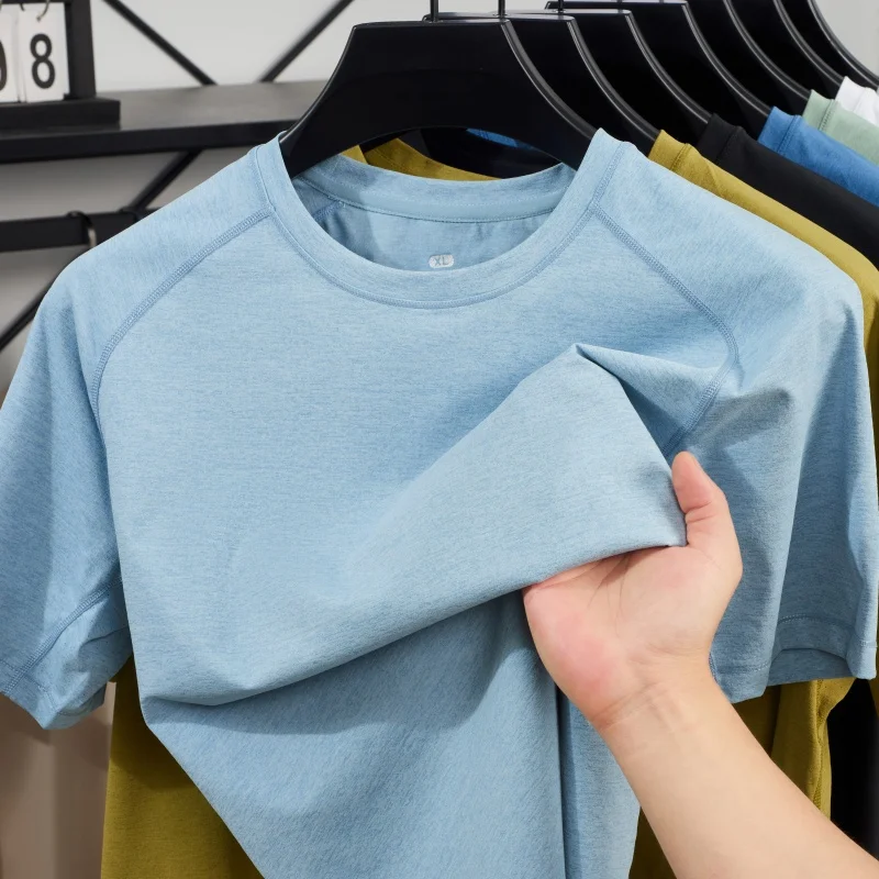 

Luxury custom summer new fashionable men's shortsleeved casual sports quick drying Tshirt exquisite solid color best-selling top