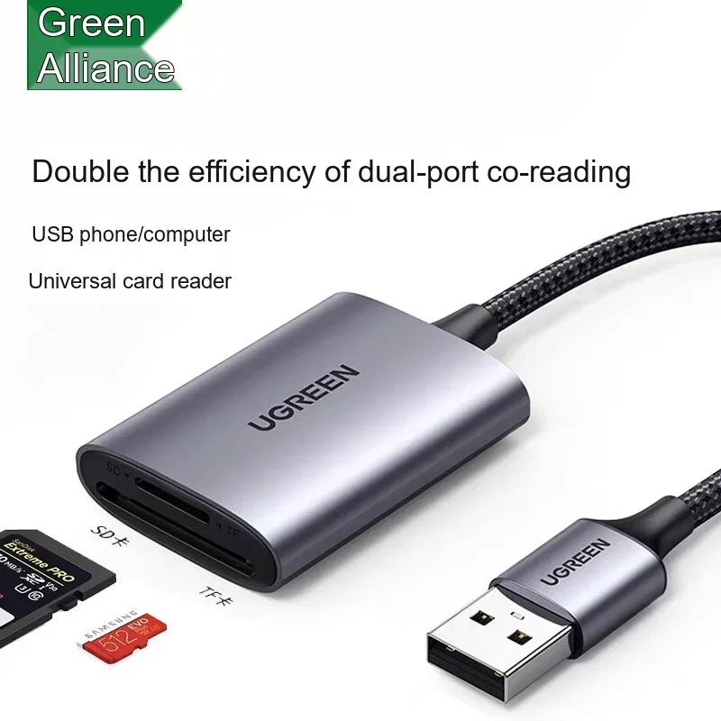 UGREEN 80887 CM401 USB 3.0 SD TF Card Reader 2-in-1 Memory Card Adapter Dual Card Reader for Computer Laptop