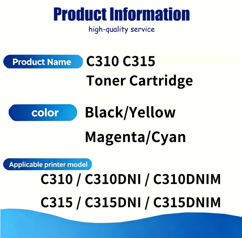 1 set 4 colors C310 C315 310 31Color Toner Cartridge With Chip Compatible For Xerox C310DNI C310DNIM C315DNI C315DNIM Printer