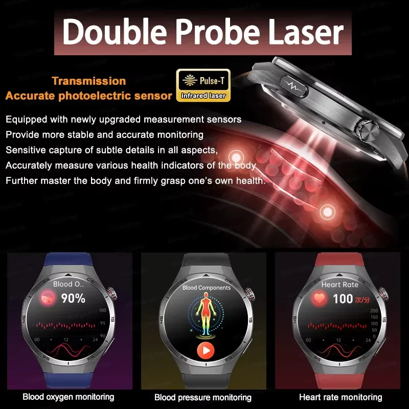 2026 جديد GT6 Pro مستوى التمريض ساعة ذكية ECG + PPG ضغط الدم الدهون في الدم حمض اليوريك تستر ساعة NFC HD دعوة الساعات الصحية