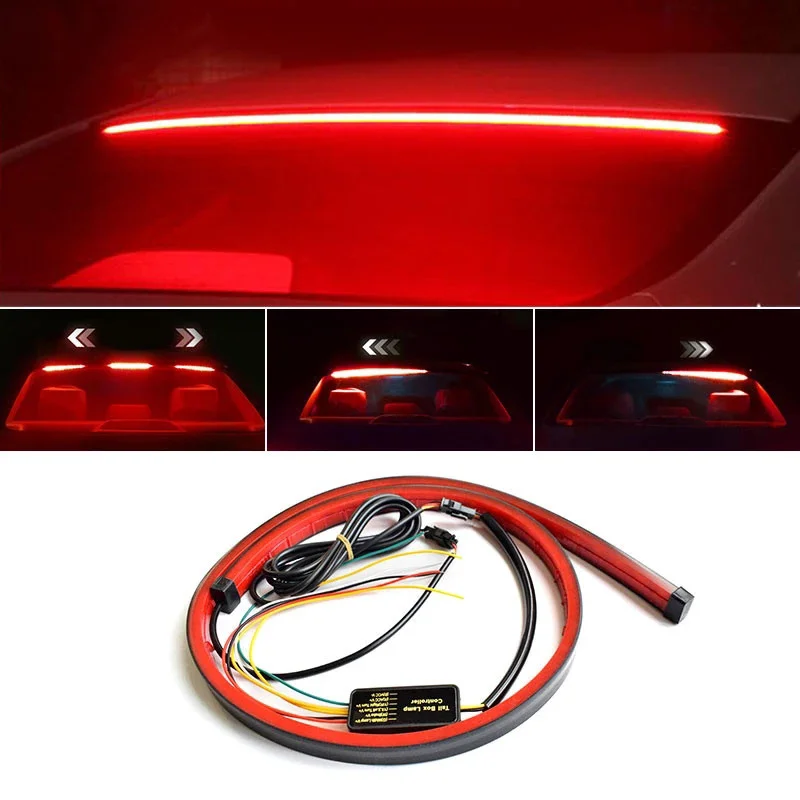 100cm Car Rear Third Brake Light LED Strip Multi-mode Warning Lights LED Decorative Lights Turn Signal Flexible Stop Lamp Bar
