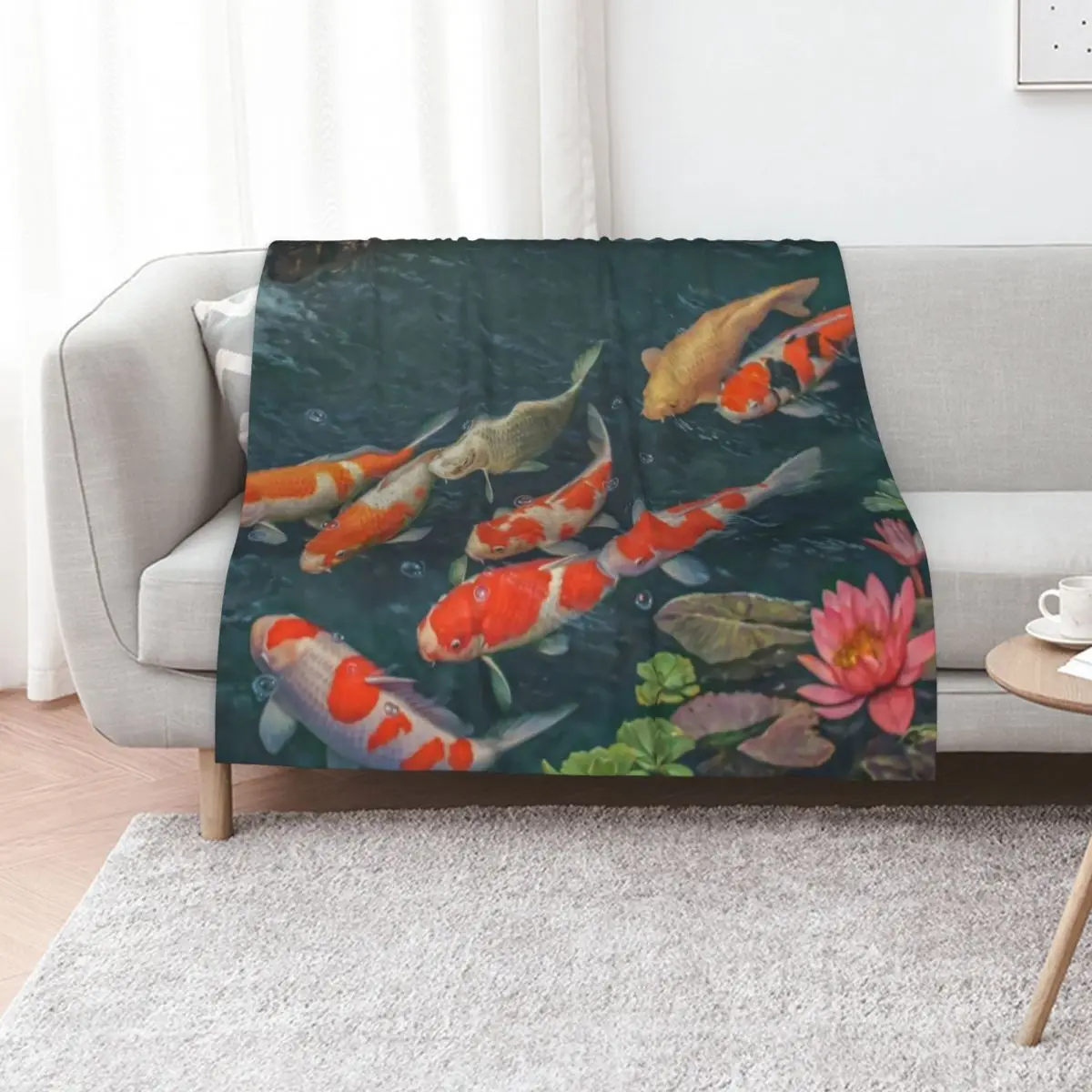 Koi Fish Pond Goldfish Throw Blanket for sofa Nap Baby christmas decoration Decorative Sofa Blankets For Sofas Blankets