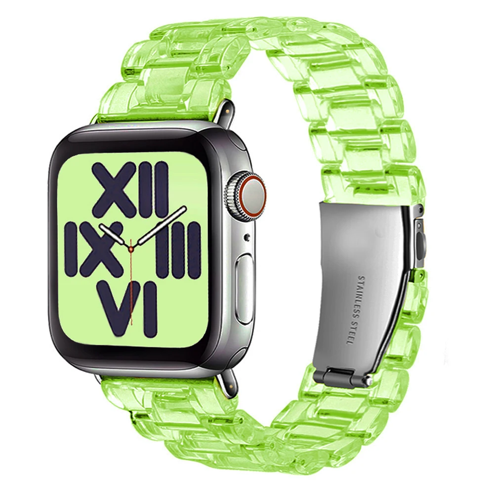 Resin strap for apple watch band 44mm 40mm correa 42mm/38mm transparent link smart bracelet iwatch series 7 6 5 4 3 SE 41MM 45MM