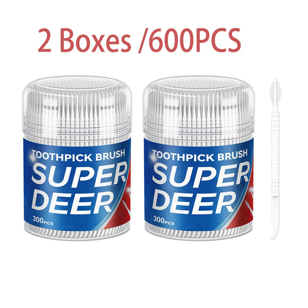 300 /600 Counts Double Head Interdental Toothpick Brushes Flexible Teeth Gap Cleaner Disposable Dental Sticks Oral Care Tool