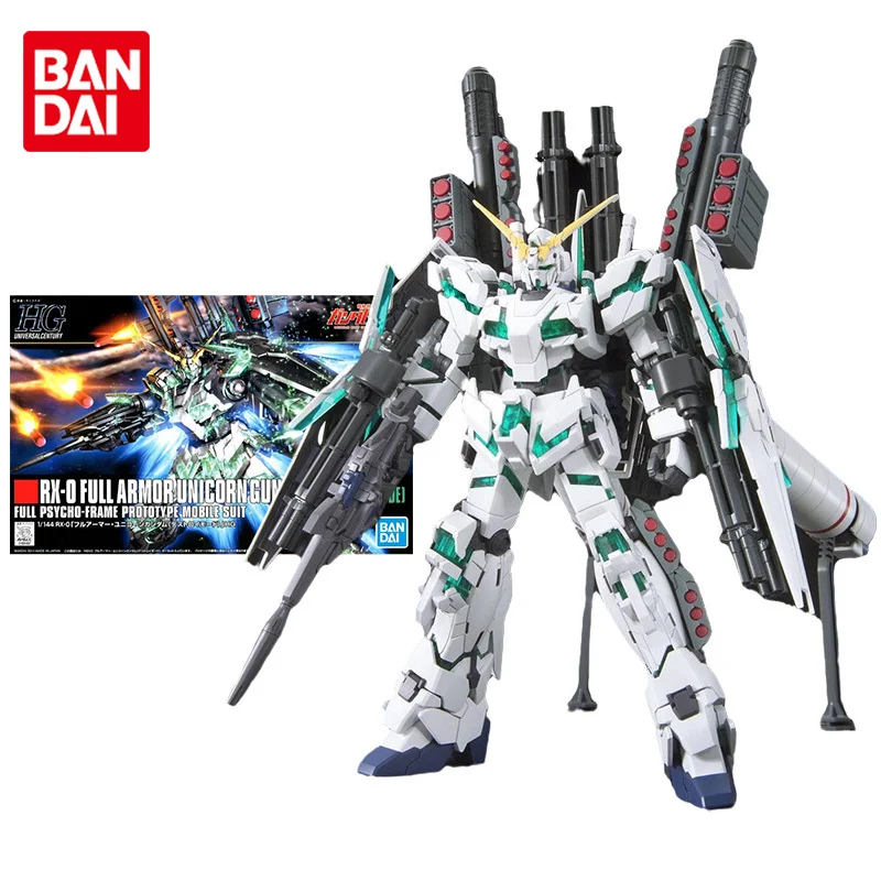 

Bandai Gundam Model Kit Аниме Фигурка HGUC RX-0 Полная броня Единорог Разрушительный режим Подлинная фигурка Gunpla Игрушки для детей