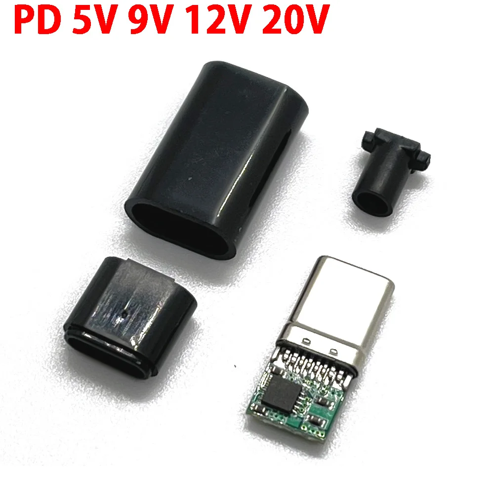 

10set PD/QC Fast Charge 5V 9V 12V 15V 20V PD Decoy Module PD 2 3.0 DC Trigger Cable USB Type-C Male Plug QC4 Charge Connector