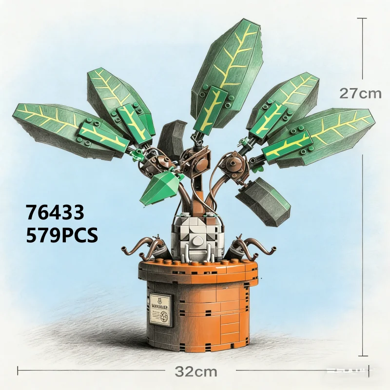 

76433 Mandrake Grass Plant Model Christmas Festival Party Gift 579Pcs Brick Children Educational Toy