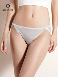 BirdTree 3PCS 100%Mulberry Silk Low-Waisted Briefs For Women, Lifting Buttocks Scarless, Sexy Underwear, 2024 Summer P42852QC