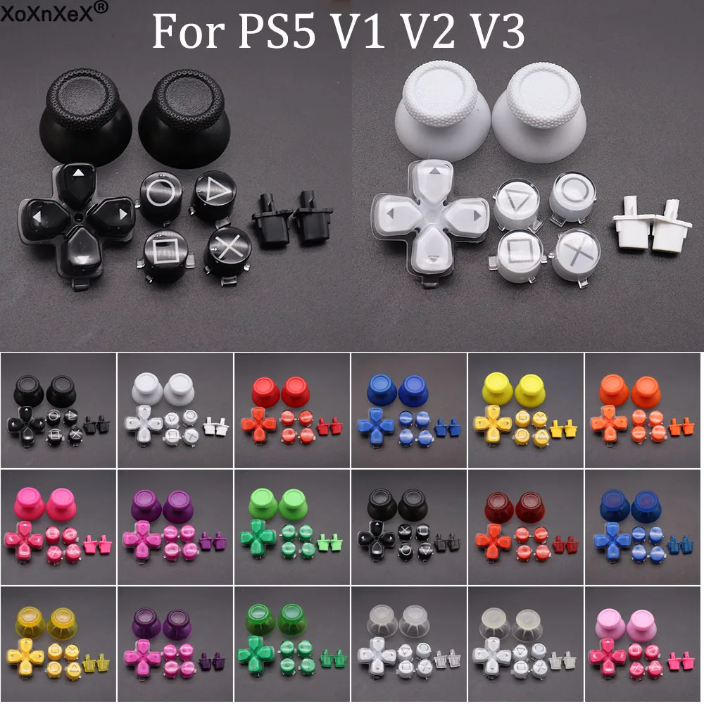 Plastic Buttons ABXY & D-pad Trigger Buttons  For PS5 Controller Analogue Thumbsticks Caps Mushroom Game Head Rocker Replacement