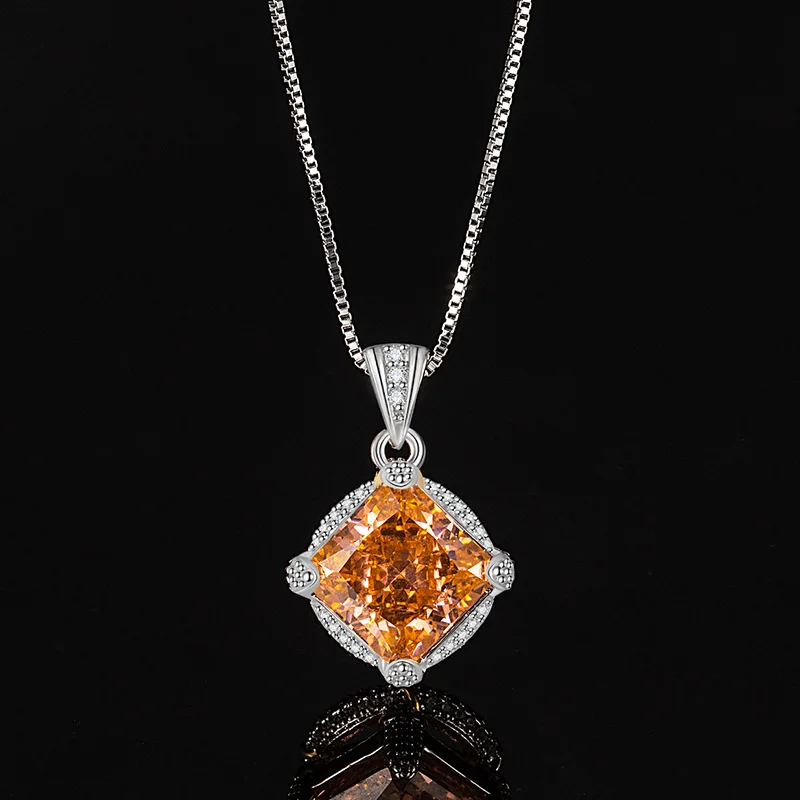 

New Ice Cut Pendant Papara Just High Carbon Diamond Square Necklace Women And Girls Precious Luxury Jewelry Gift Party Wholesale