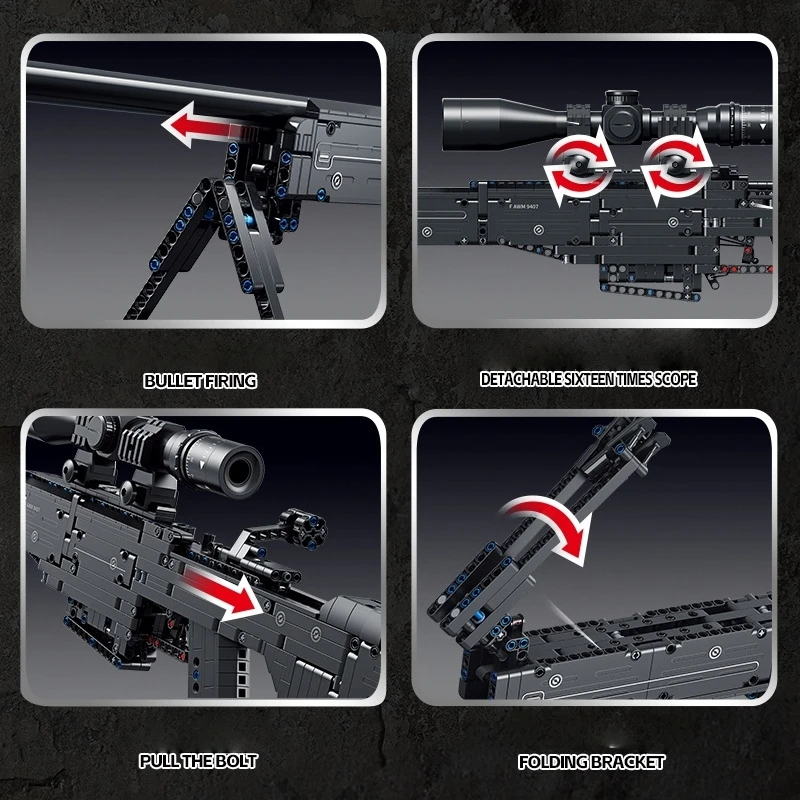 Scharfschützengewehr-Bausteinset, Bausteinmodellornament der Militärserie, geeignet für Geschenke und Sammlung.
