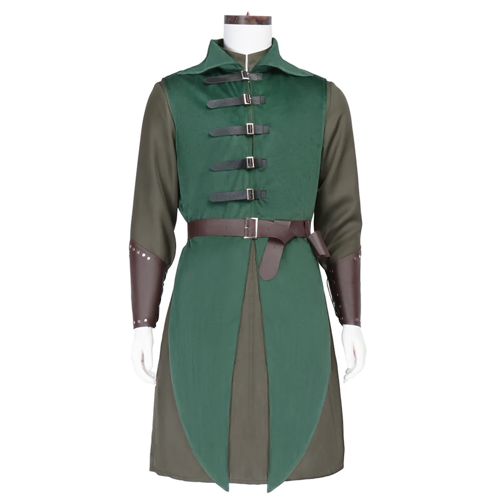 Renaissance Retro Costume Medieval Viking Adult Cosplay Inner Clothing Coat Wrist Guard Belt Outfits Halloween Carnival Suit view 2