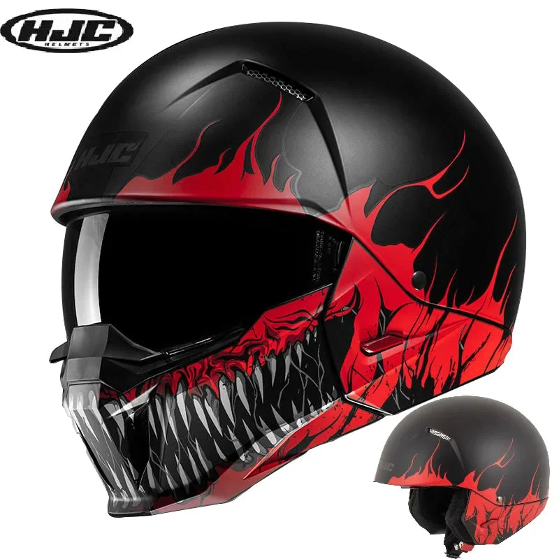 Original HJC i20 Motorcycle Helmet Retro Detachable Helmet Full Face Ghost Face Off-road Helmet Cascos Para Moto for Harley