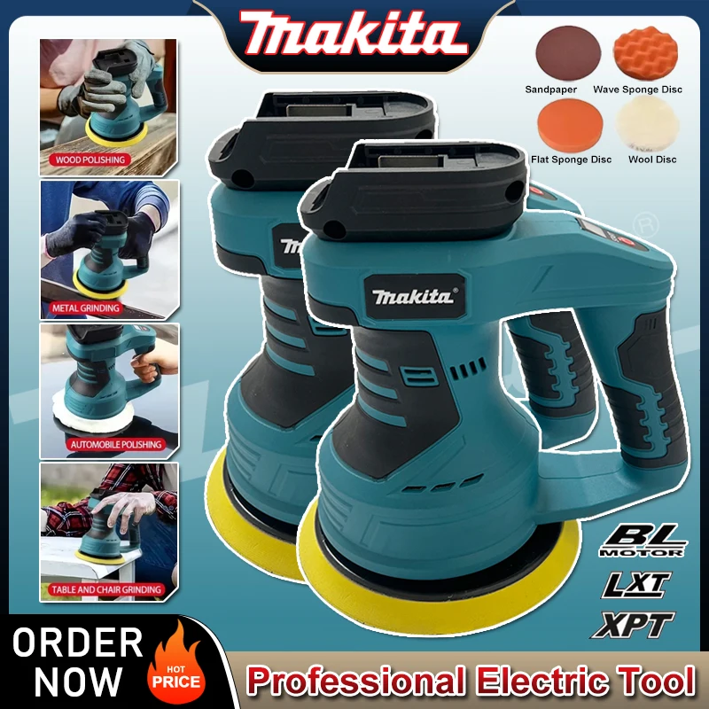 

Makita Cordless Car Polisher Adjustable Auto Electric Waxing Sanding Sealing Glaze Tool 8 Gears Rechargeable Polisher