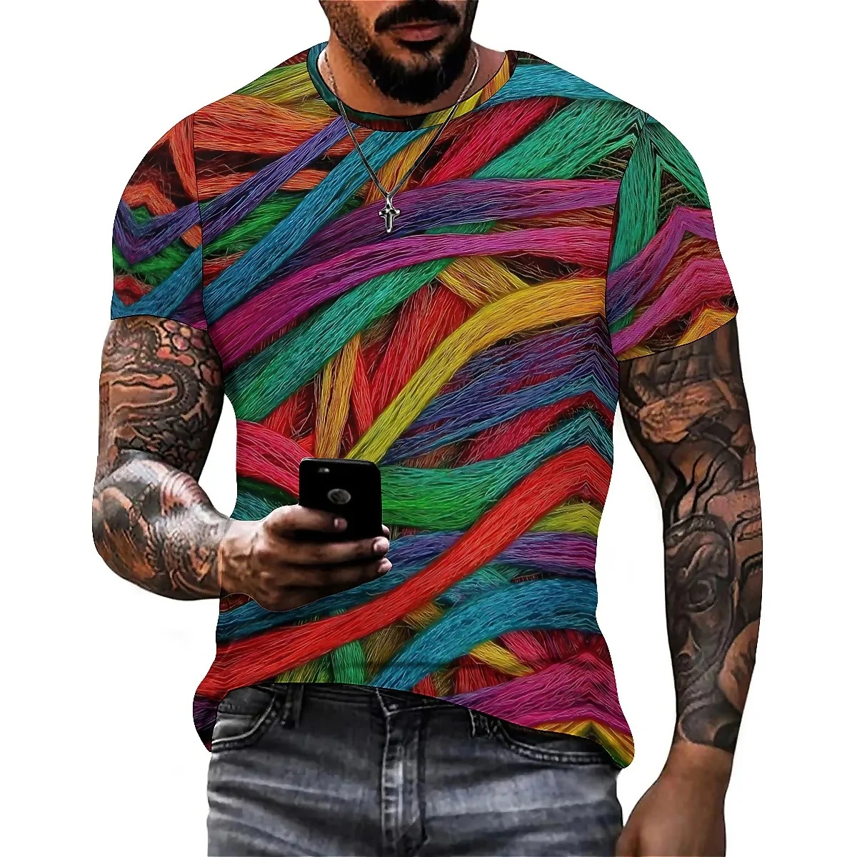 Summer Beach All-Season Tie-Dye Men's 3D Printed Short-Sleeve T-Shirt