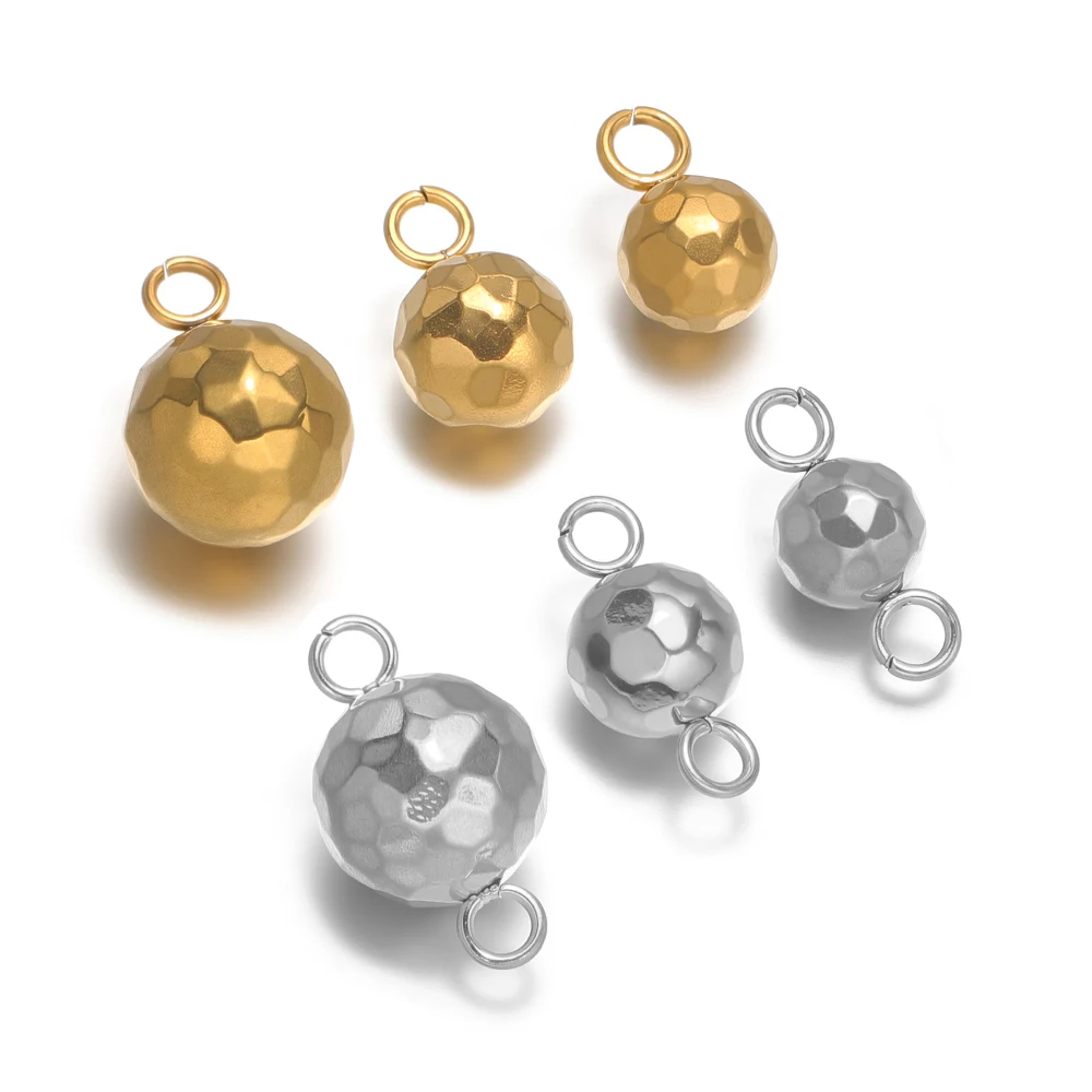 20pcs 304 Stainless Steel Ball Bead Charms Pendants Double Loops Connector for DIY Jewelry Making Necklace Bracelet Components